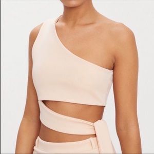 Peach/pink one shoulder crop top